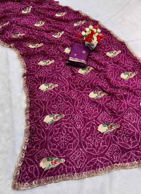 JK Soft Chiffon Bandhej Printed Desinger Saree Wholesale Market In Surat